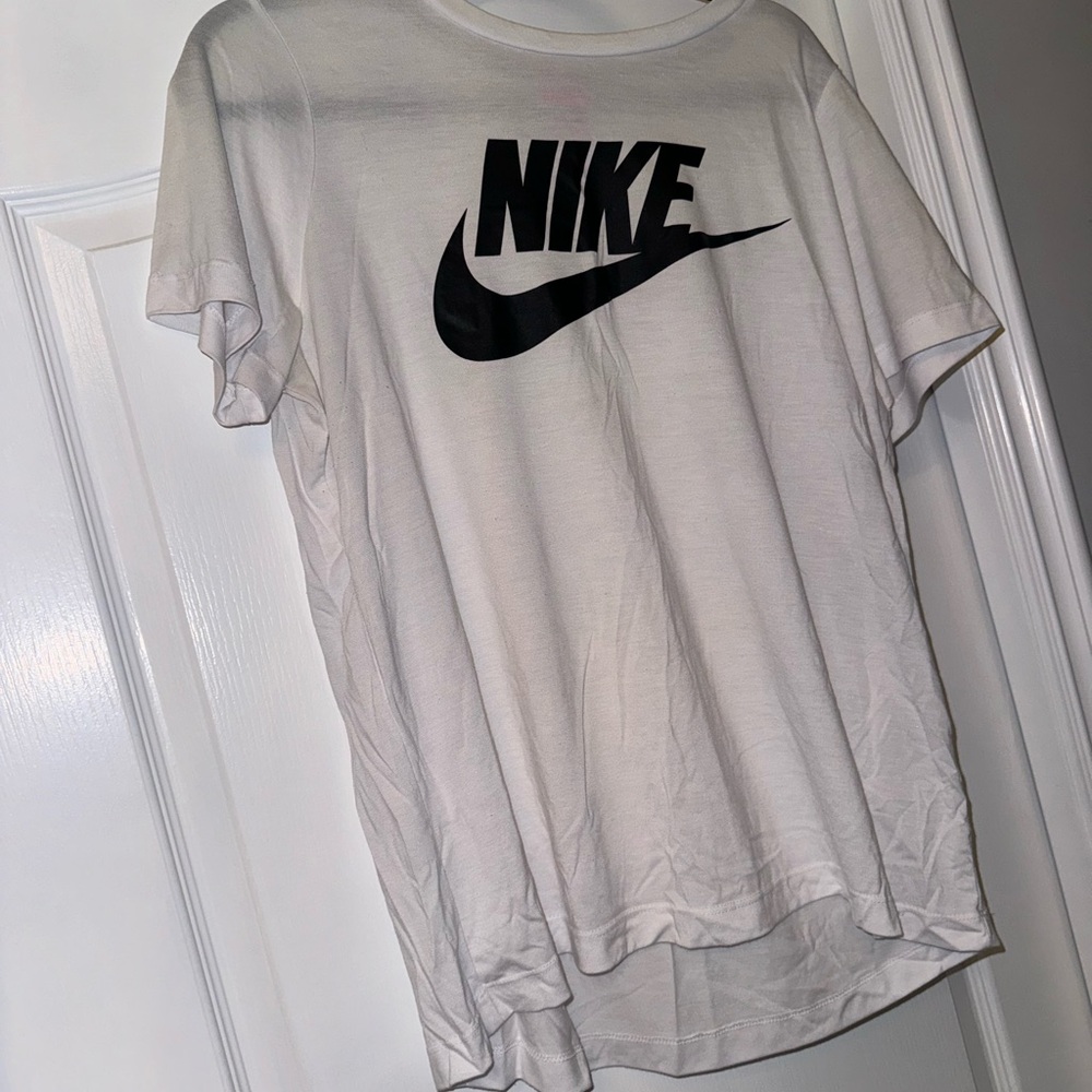 Nike White and Black Logo Tee